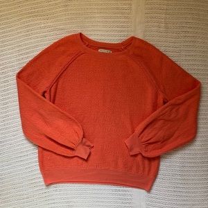 Coral Puff Sleeve Pullover